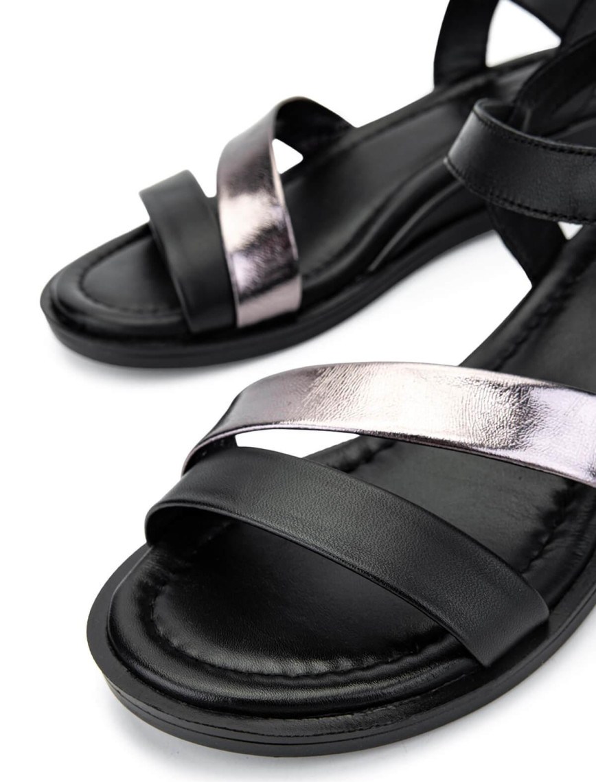 Tamer Tanca Kadın Hakiki Deri Siyah/Antrasit Topuklu Sandalet Tamer Tanca Kadın Hakiki Deri Siyah/Antrasit Topuklu Sandalet