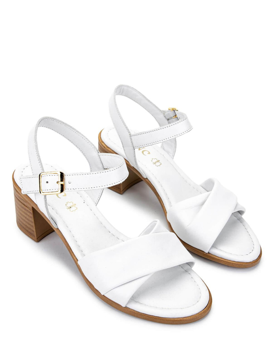 Tamer Tanca Kadın Hakiki Deri Beyaz Topuklu Sandalet Tamer Tanca Kadın Hakiki Deri Beyaz Topuklu Sandalet