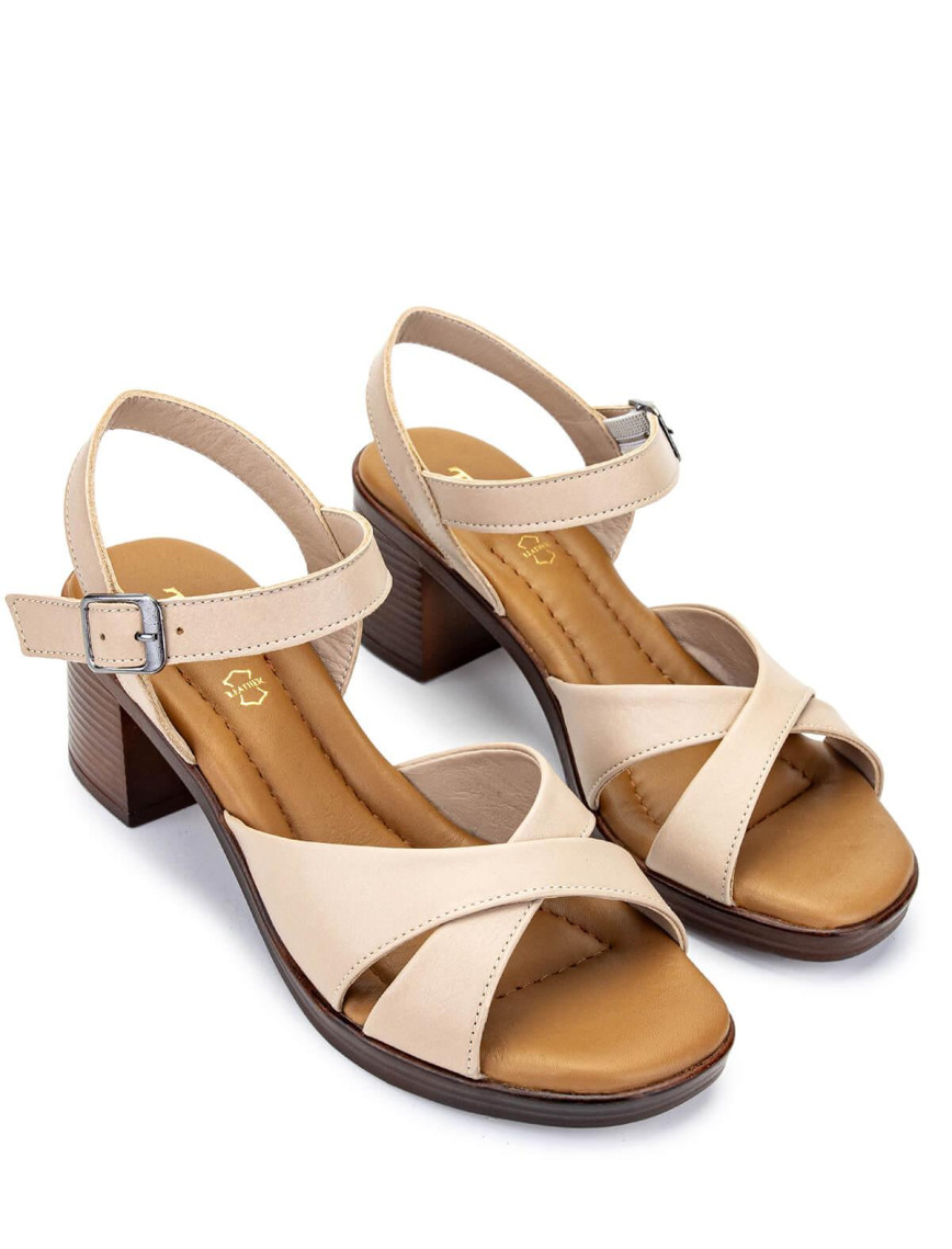 Tamer Tanca Kadın Hakiki Deri Bej Topuklu Sandalet Tamer Tanca Kadın Hakiki Deri Bej Topuklu Sandalet