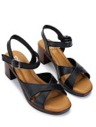 Tamer Tanca Kadın Hakiki Deri Siyah Deri Topuklu Sandalet Tamer Tanca Kadın Hakiki Deri Siyah Deri Topuklu Sandalet
