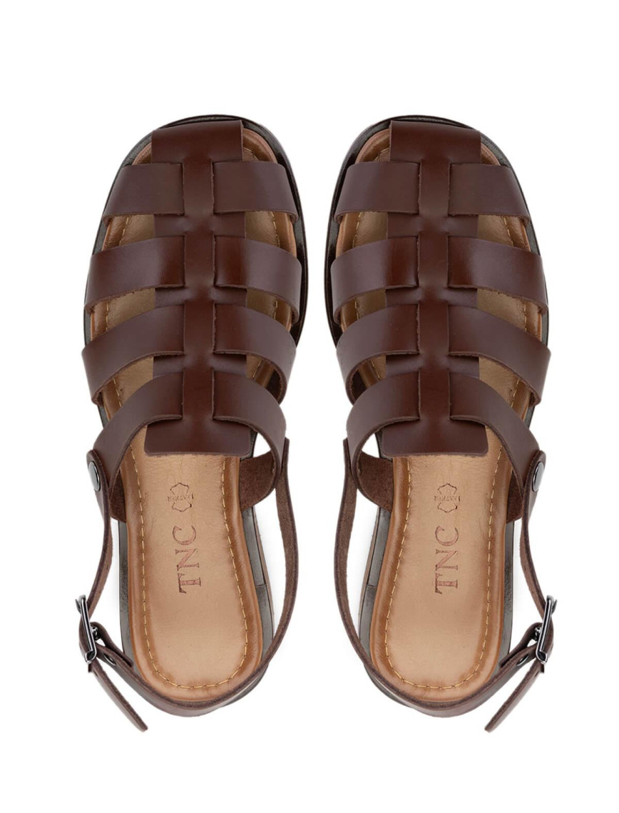 Tamer Tanca Kadın Hakiki Deri Kahverengi Düz Sandalet