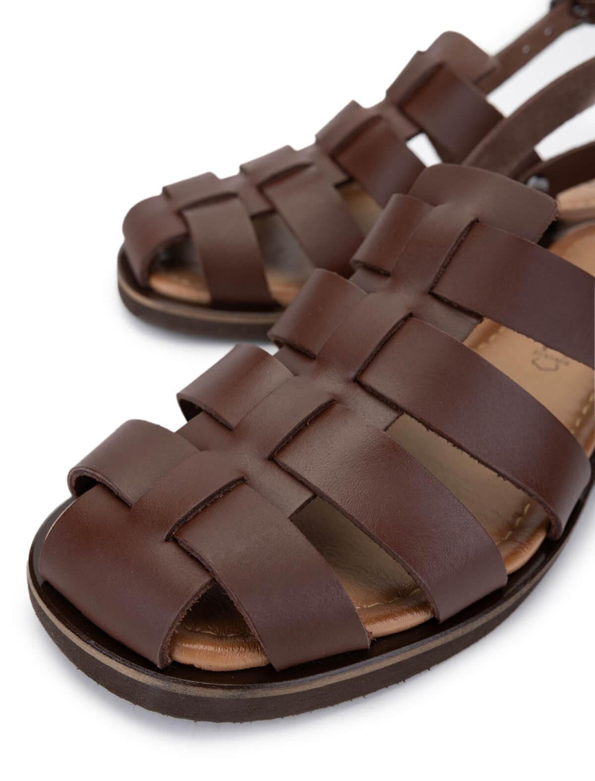 Tamer Tanca Kadın Hakiki Deri Kahverengi Düz Sandalet