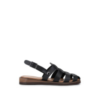 Tamer Tanca Kadın Hakiki Deri Siyah Deri Düz Sandalet