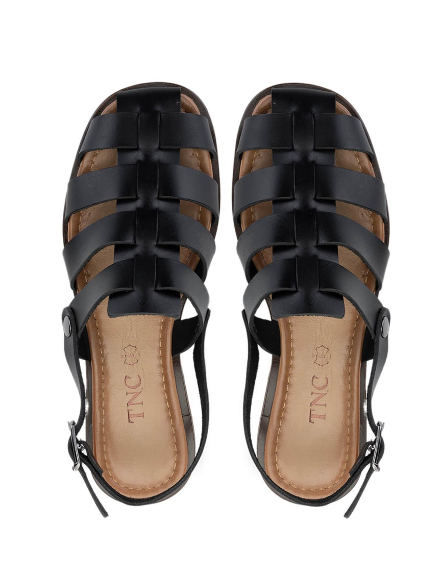 Tamer Tanca Kadın Hakiki Deri Siyah Deri Düz Sandalet Tamer Tanca Kadın Hakiki Deri Siyah Deri Düz Sandalet