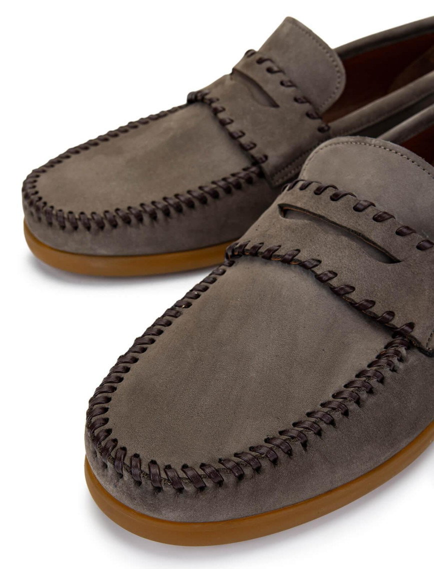 Tamer Tanca Erkek Hakiki Deri Vizon Nubuk Loafer Ayakkabı