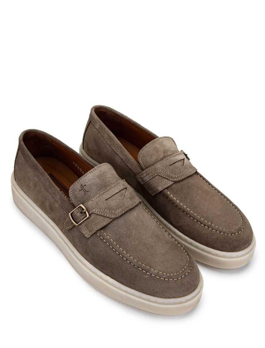 Tamer Tanca Erkek Hakiki Deri Bej Süet Loafer Ayakkabı