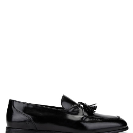 Tamer Tanca Erkek Hakiki Deri Siyah Açma Loafer Ayakkabı