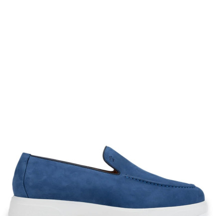 Tamer Tanca Erkek Hakiki Deri Kot Mavi Loafer Ayakkabı