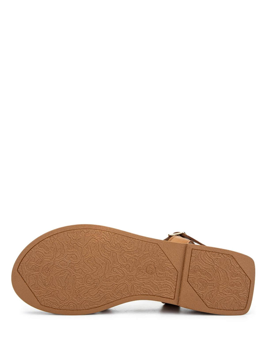 Tamer Tanca Kadın Hakiki Deri Taba Düz Sandalet Tamer Tanca Kadın Hakiki Deri Taba Düz Sandalet