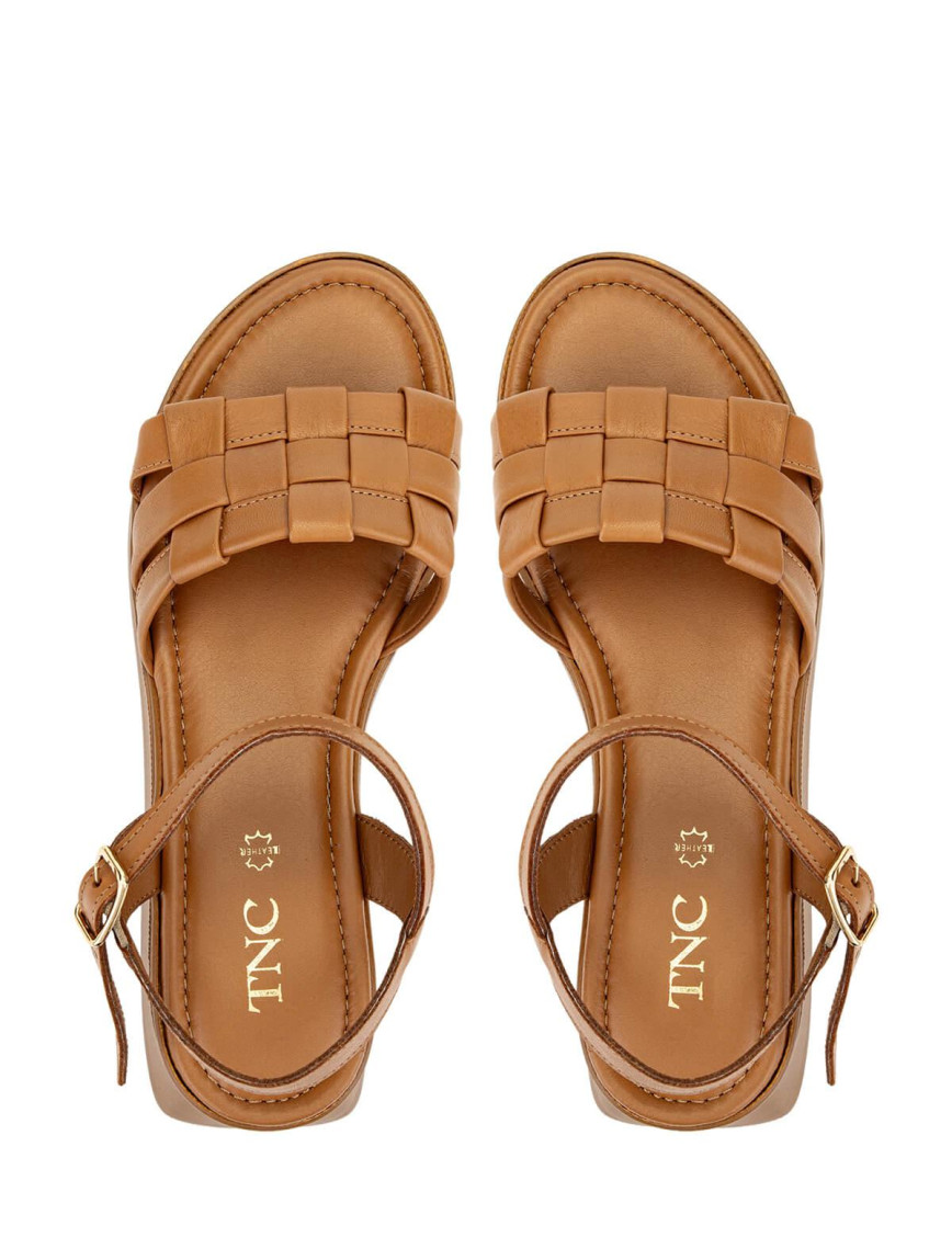 Tamer Tanca Kadın Hakiki Deri Taba Düz Sandalet Tamer Tanca Kadın Hakiki Deri Taba Düz Sandalet