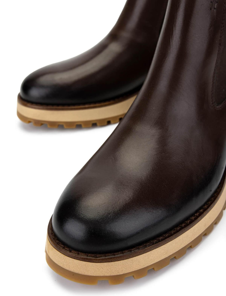 Tamer Tanca Erkek Hakiki Deri Kahverengi Casual Bot Tamer Tanca Erkek Hakiki Deri Kahverengi Casual Bot