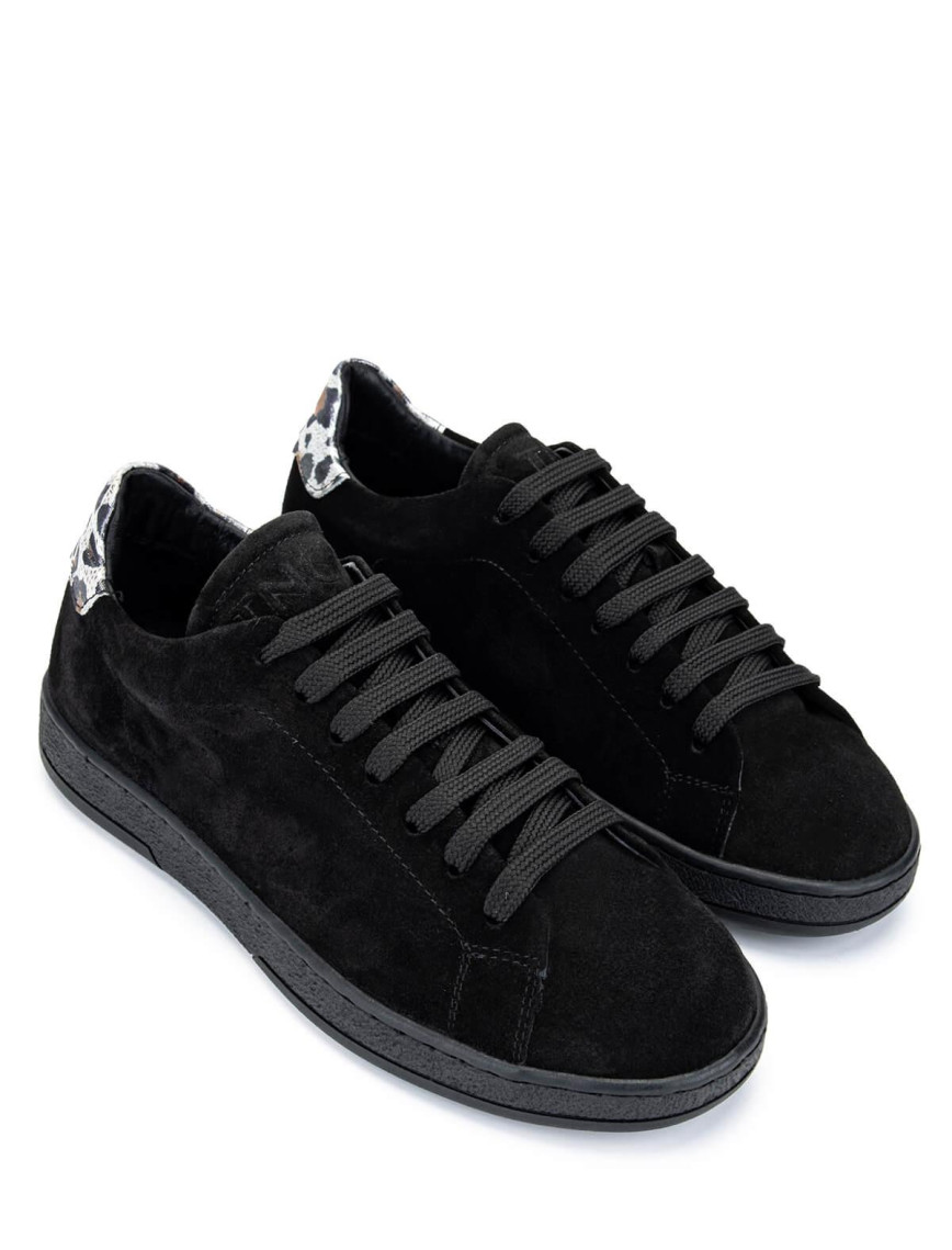 Tamer Tanca Kadın Hakiki Deri Siyah Süet/Siyah Beyaz Leopar Sneakers & Spor Ayakkabı Tamer Tanca Kadın Hakiki Deri Siyah Süet/Siyah Beyaz Leopar Sneakers & Spor Ayakkabı