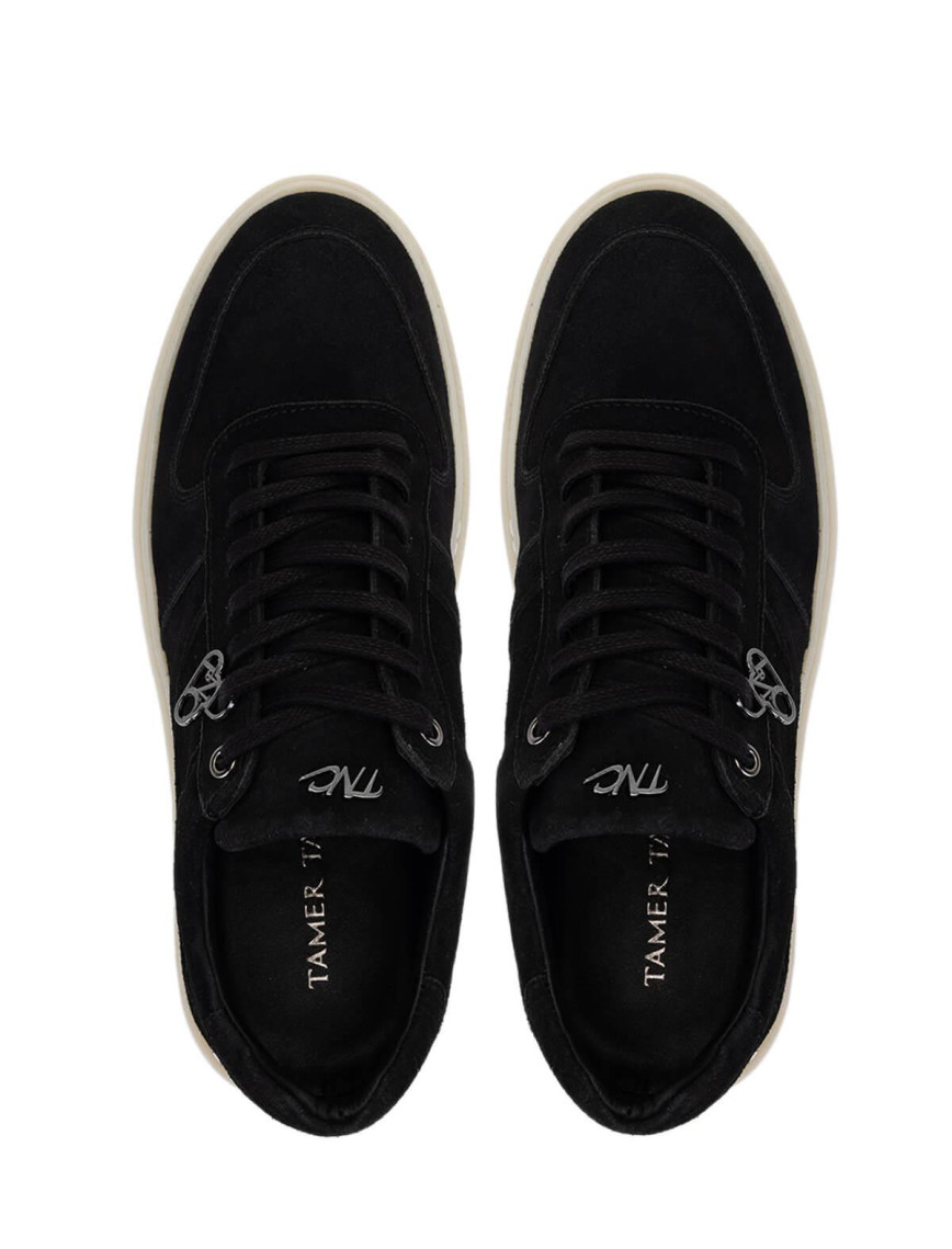 Tamer Tanca Erkek Hakiki Deri Siyah Süet Sneakers & Spor Ayakkabı