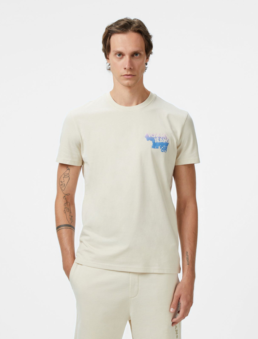 Tommy Hilfiger Back Logo Erkek Bej T-Shirt Tommy Hilfiger Back Logo Erkek Bej T-Shirt