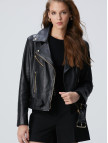 Network Kadın Siyah Bike Deri Mont