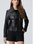 Network Kadın Siyah Bike Deri Mont