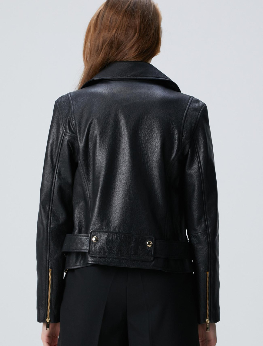 Network Kadın Siyah Bike Deri Mont