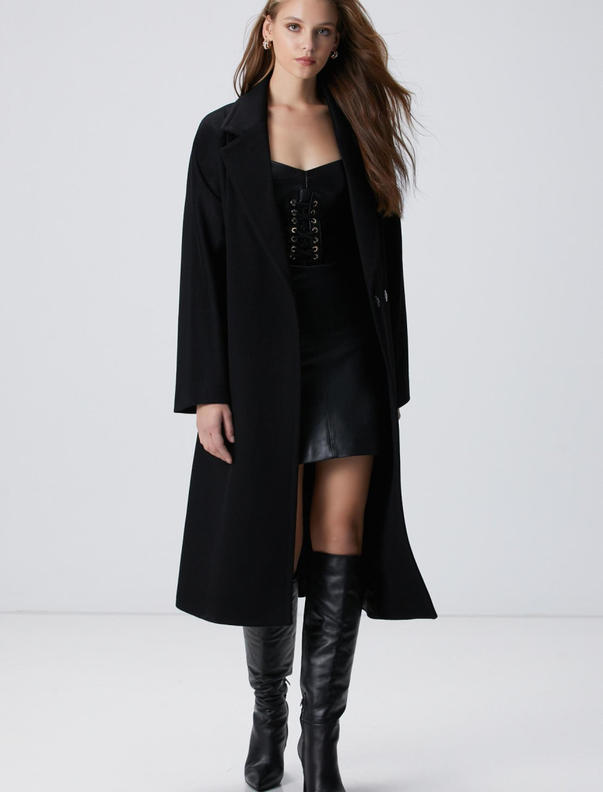 Network Kadın Siyah Deri Elbise Network Kadın Siyah Deri Elbise