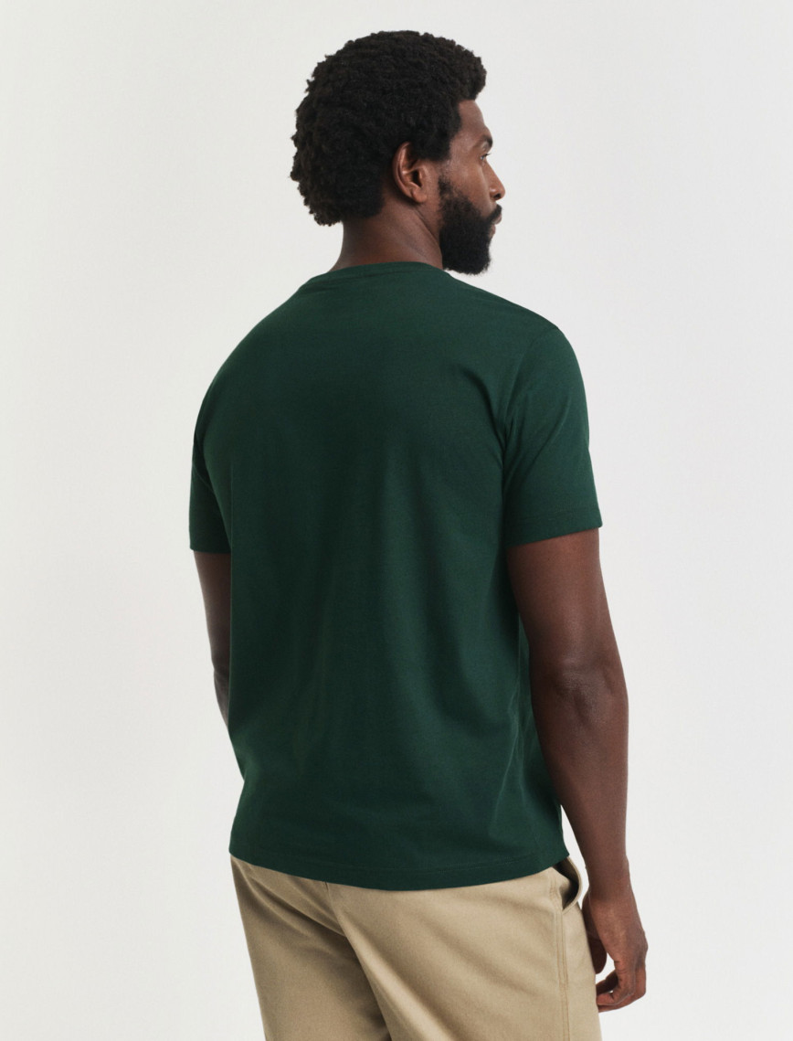 GANT Erkek Yeşil Regular Fit Bisiklet Yaka T-Shirt