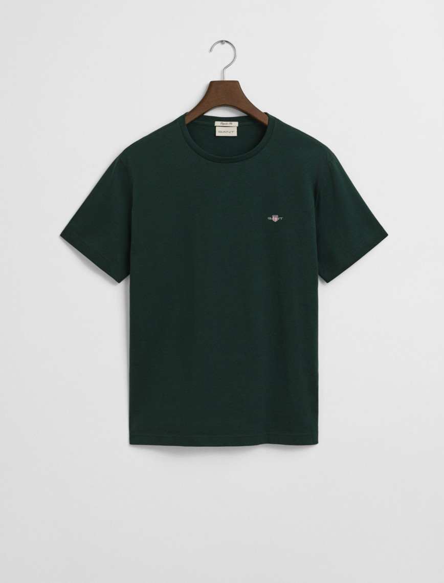 GANT Erkek Yeşil Regular Fit Bisiklet Yaka T-Shirt