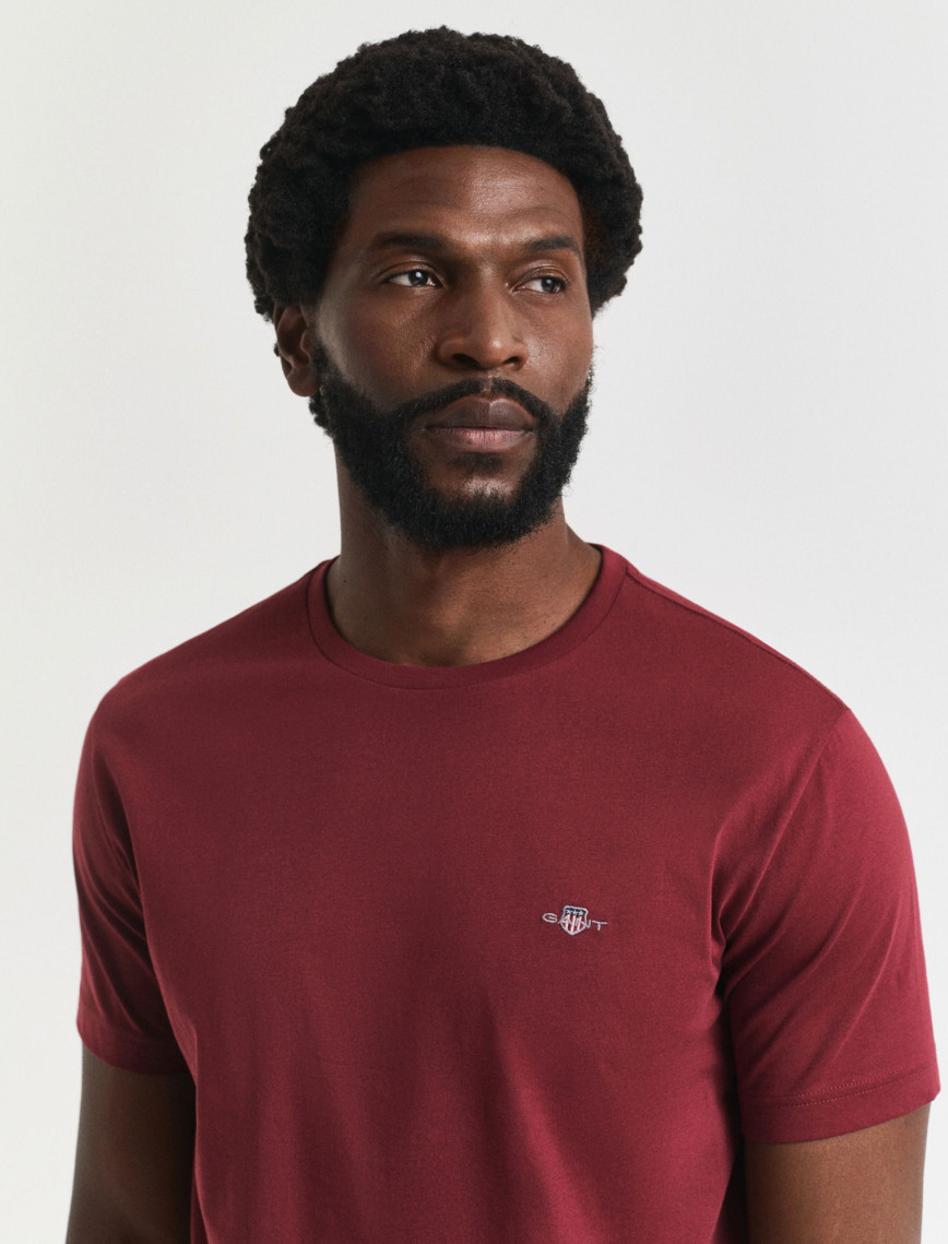 GANT Erkek Bordo Regular Fit Bisiklet Yaka T-Shirt