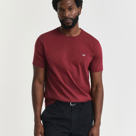 GANT Erkek Bordo Regular Fit Bisiklet Yaka T-Shirt