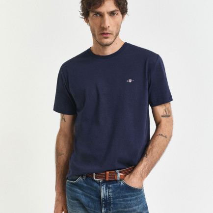 GANT Erkek Lacivert Regular Fit Bisiklet Yaka T-Shirt