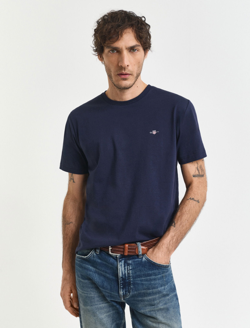 GANT Erkek Lacivert Regular Fit Bisiklet Yaka T-Shirt GANT Erkek Lacivert Regular Fit Bisiklet Yaka T-Shirt