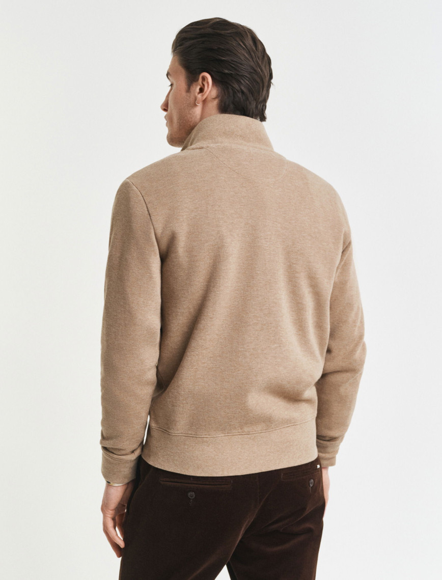 GANT Erkek Bej Regular Fit Yarım Fermuarlı Sweatshirt GANT Erkek Bej Regular Fit Yarım Fermuarlı Sweatshirt
