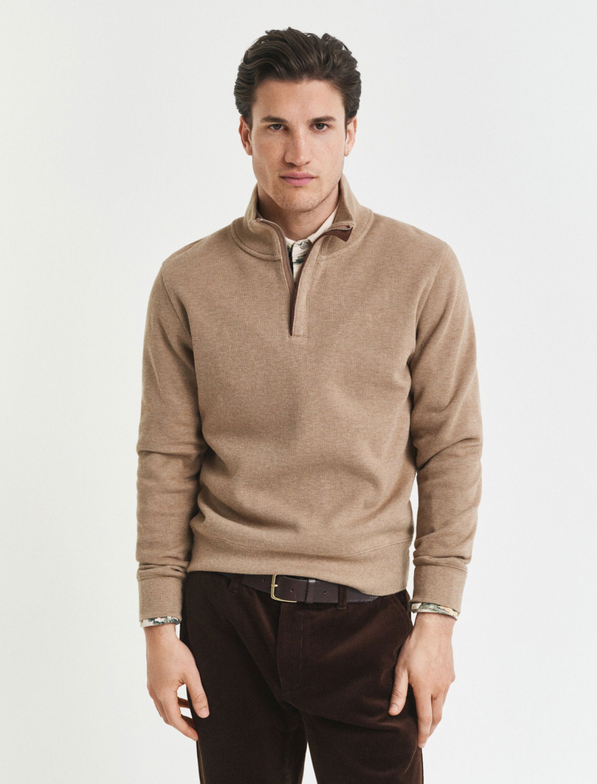 GANT Erkek Yeşil Regular Fit Yarım Fermuarlı Sweatshirt GANT Erkek Yeşil Regular Fit Yarım Fermuarlı Sweatshirt