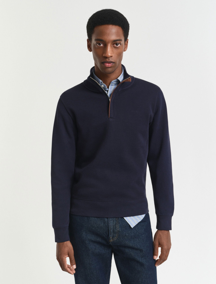 GANT Erkek Yeşil Regular Fit Yarım Fermuarlı Sweatshirt GANT Erkek Yeşil Regular Fit Yarım Fermuarlı Sweatshirt