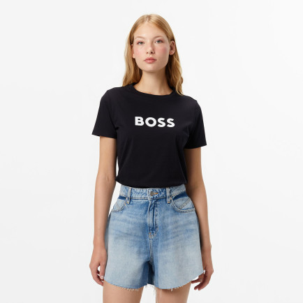 Boss Elogo Kadın Siyah T-Shirt Boss Elogo Kadın Siyah T-Shirt