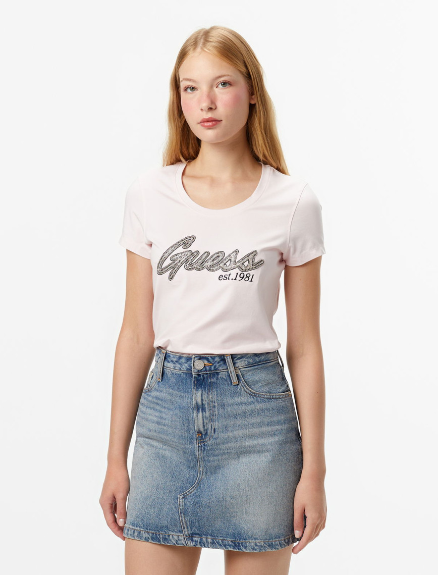 Guess Hot Slim Fit Kadın Pembe T-Shirt Guess Hot Slim Fit Kadın Pembe T-Shirt