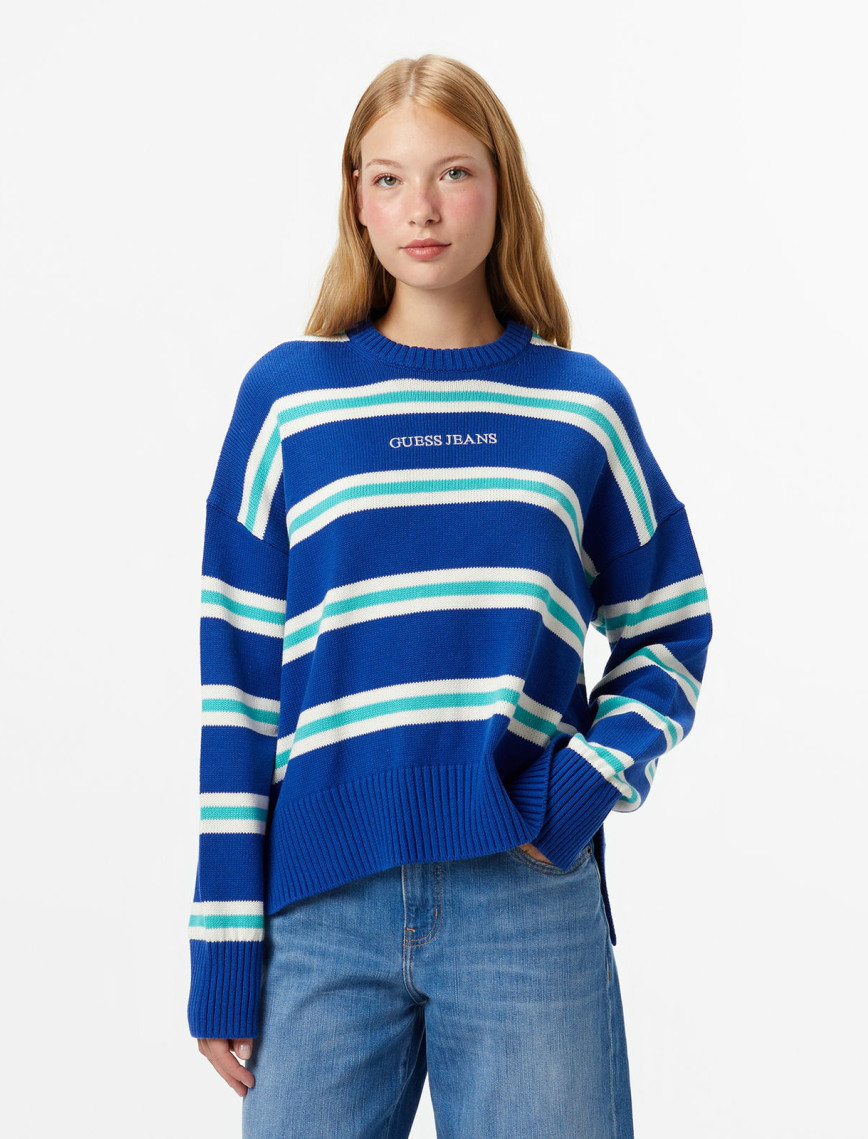 Guess Striped Kadın Mavi Triko Guess Striped Kadın Mavi Triko