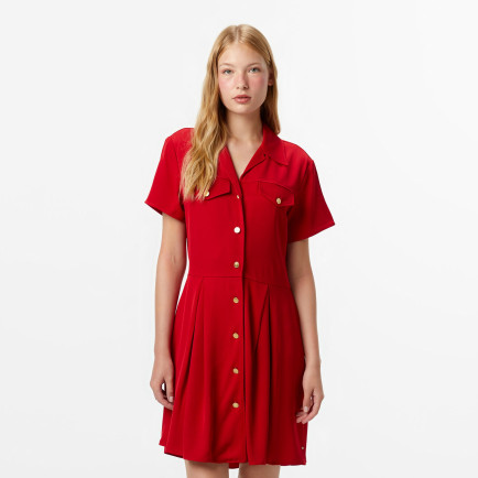 Tommy Hilfiger Vicose Twill Mini Kadın Kırmızı Elbise Tommy Hilfiger Vicose Twill Mini Kadın Kırmızı Elbise