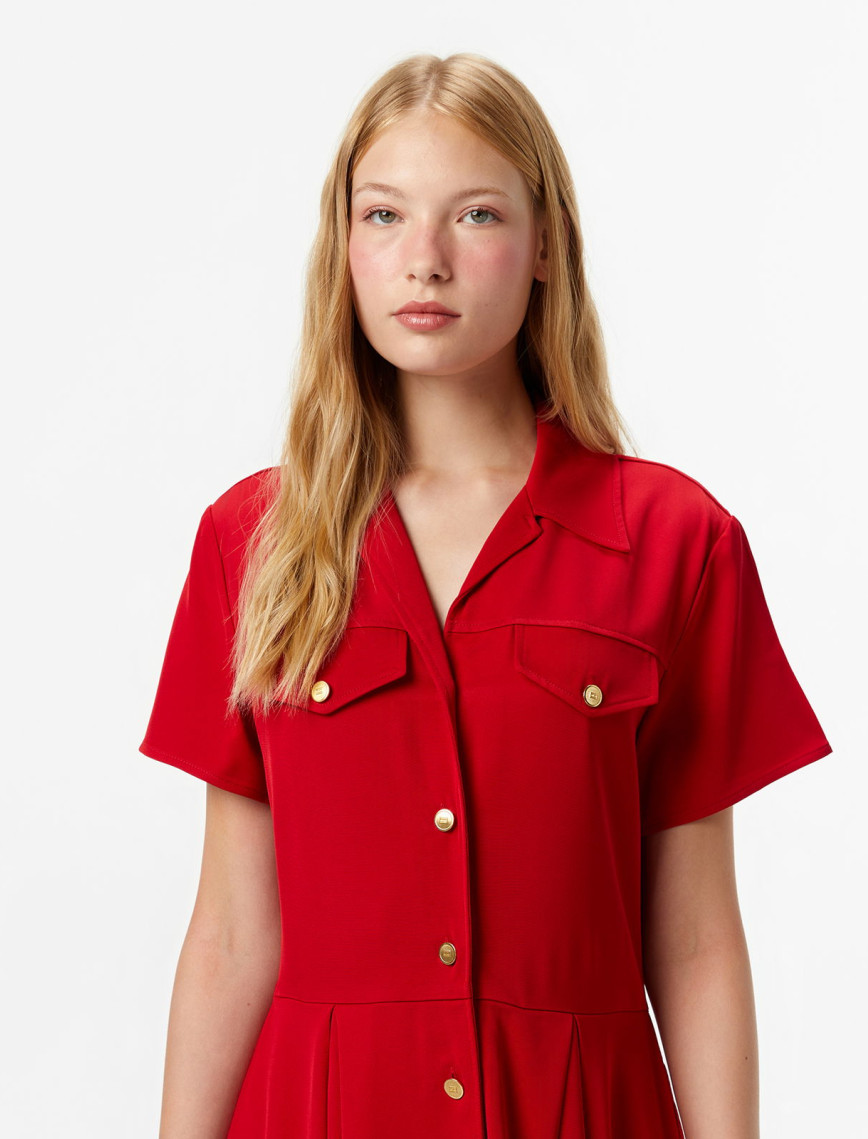 Tommy Hilfiger Vicose Twill Mini Kadın Kırmızı Elbise Tommy Hilfiger Vicose Twill Mini Kadın Kırmızı Elbise