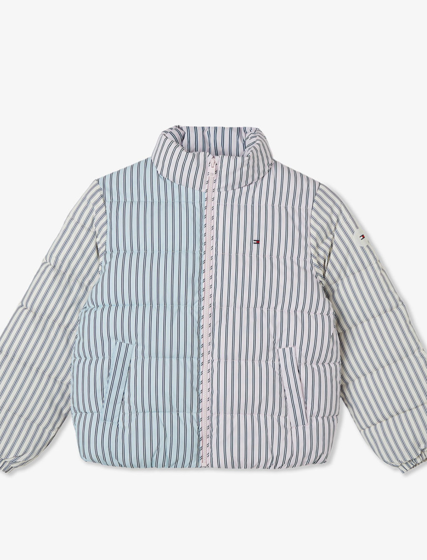 Tommy Hilfiger Mixed Stripe Puffer Çocuk Pembe Mont Tommy Hilfiger Mixed Stripe Puffer Çocuk Pembe Mont