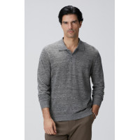 Network Erkek Gri Melanj Polo Yaka Keten Karışımlı Triko Kazak Network Erkek Gri Melanj Polo Yaka Keten Karışımlı Triko Kazak