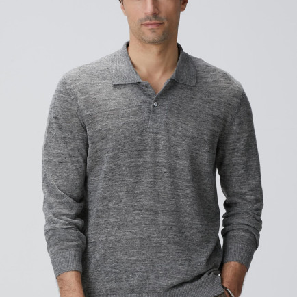 Network Erkek Gri Melanj Polo Yaka Keten Karışımlı Triko Kazak Network Erkek Gri Melanj Polo Yaka Keten Karışımlı Triko Kazak
