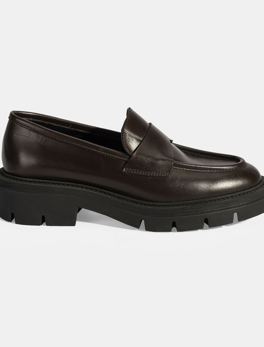 Kadın Kahve Deri Loafer