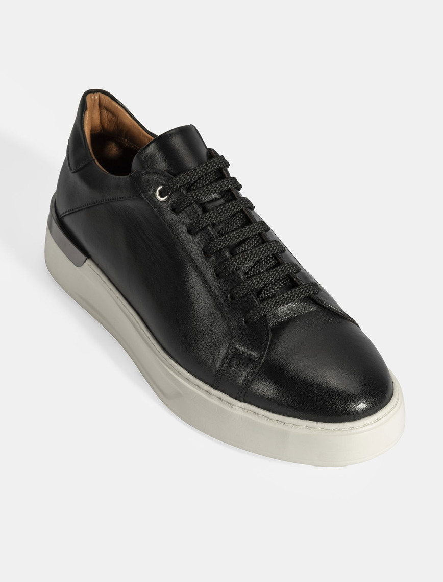 Erkek Siyah Bağcıklı Deri Günlük Ayakkabı Erkek Siyah Bağcıklı Deri Günlük Ayakkabı