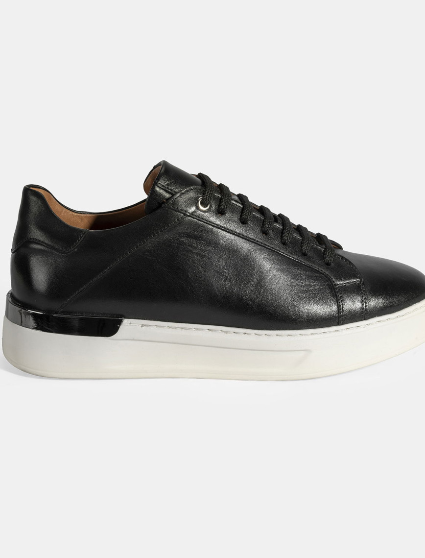 Erkek Siyah Bağcıklı Deri Günlük Ayakkabı Erkek Siyah Bağcıklı Deri Günlük Ayakkabı