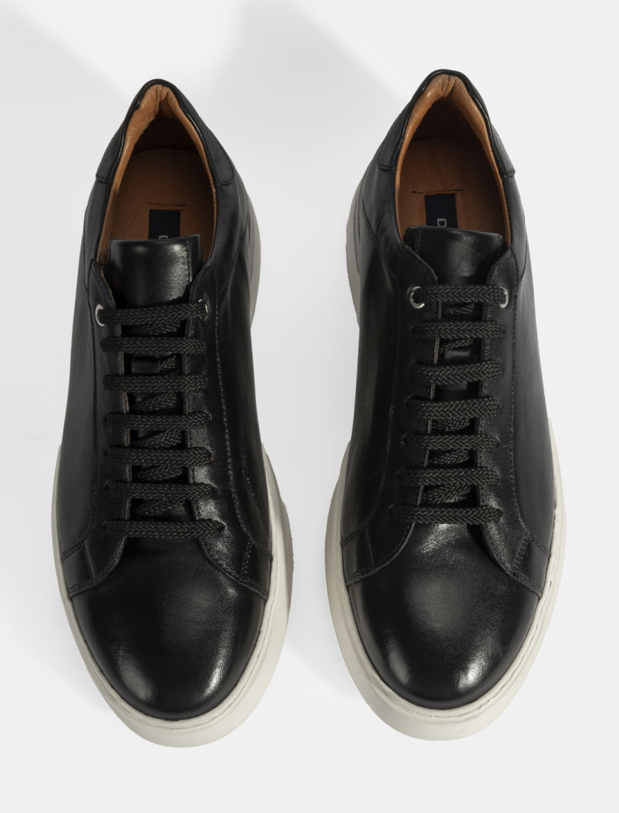 Erkek Siyah Bağcıklı Deri Günlük Ayakkabı Erkek Siyah Bağcıklı Deri Günlük Ayakkabı