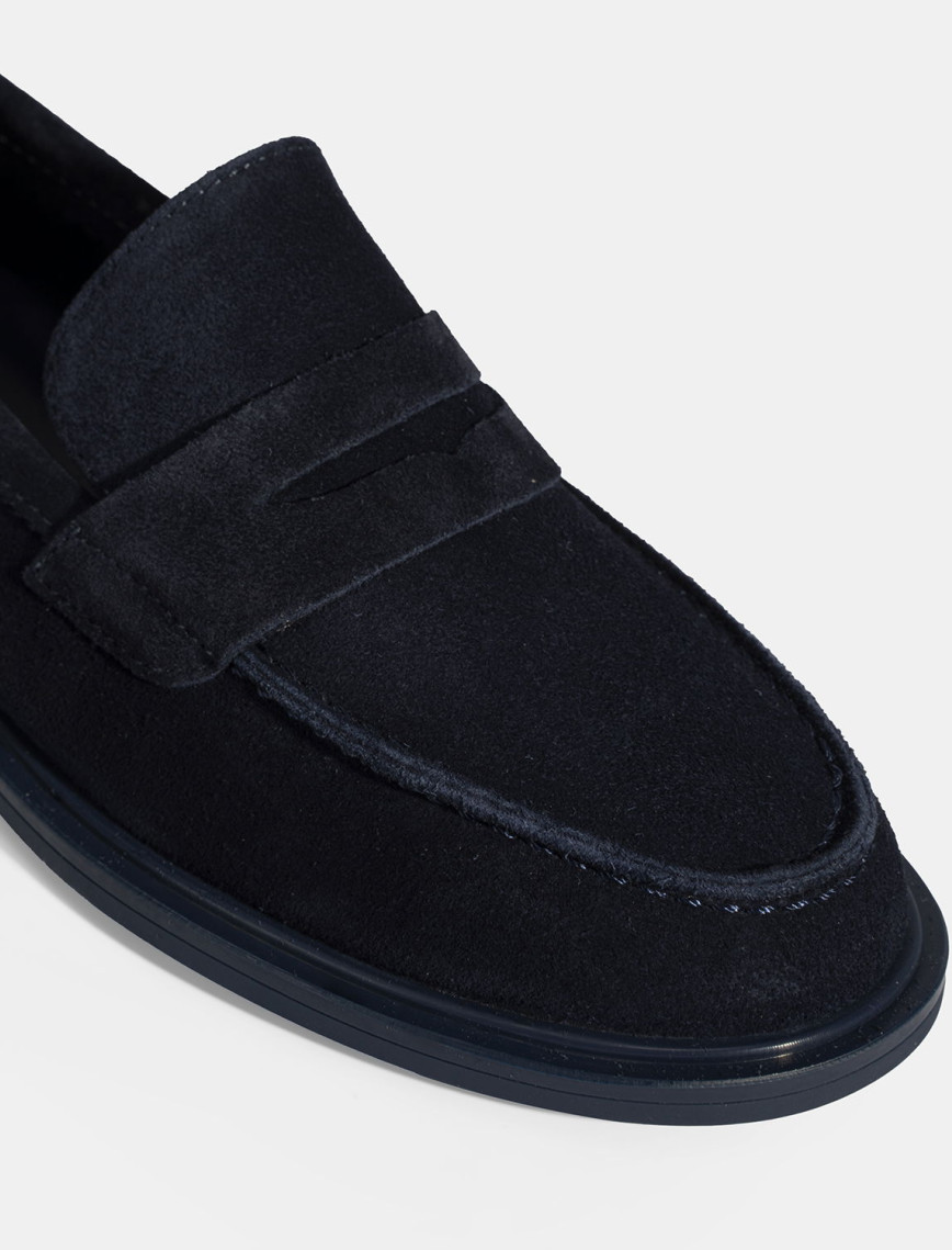 Kadın Lacivert Süet Loafer Kadın Lacivert Süet Loafer