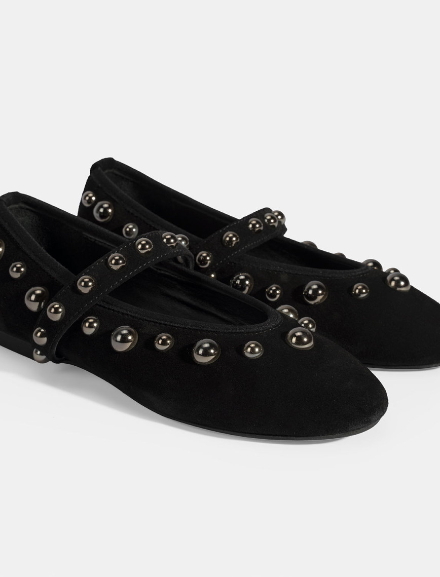 Kadın Siyah Metal Zımba Detaylı Mary Jane Babet Kadın Siyah Metal Zımba Detaylı Mary Jane Babet