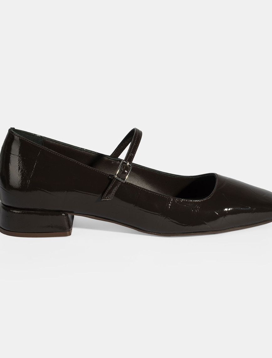 Kadın Kahve Kroko Baskılı Mary Jane Günlük Ayakkabı Kadın Kahve Kroko Baskılı Mary Jane Günlük Ayakkabı