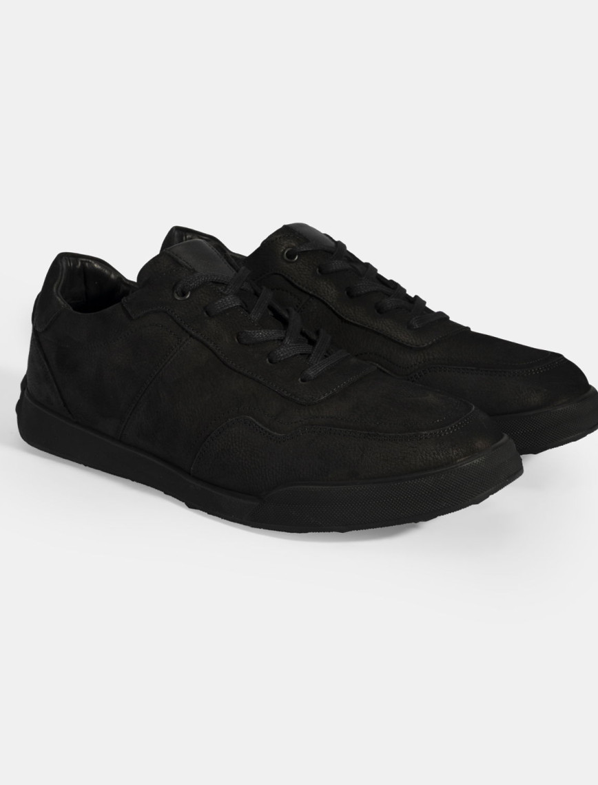 Erkek Siyah Bağcıklı Deri Spor Ayakkabı Erkek Siyah Bağcıklı Deri Spor Ayakkabı