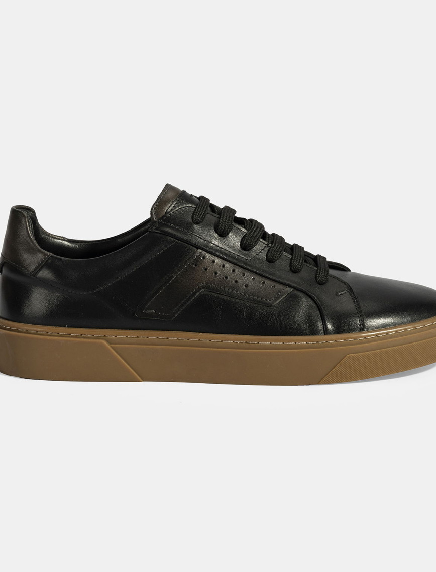 Erkek Siyah Bağcıklı Deri Günlük Ayakkabı Erkek Siyah Bağcıklı Deri Günlük Ayakkabı