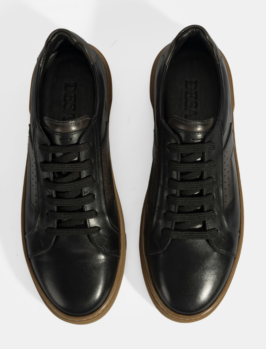 Erkek Siyah Bağcıklı Deri Günlük Ayakkabı Erkek Siyah Bağcıklı Deri Günlük Ayakkabı