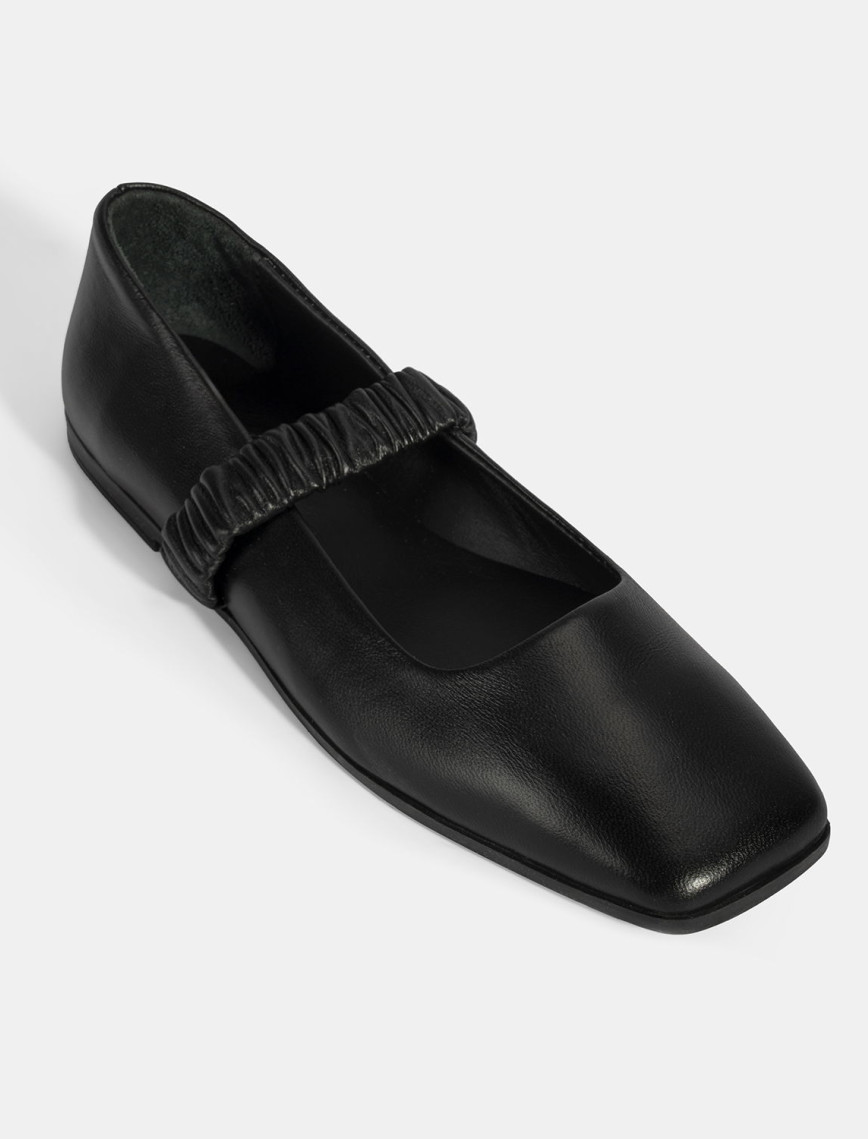 Kadın Siyah Mary Jane Deri Babet Kadın Siyah Mary Jane Deri Babet